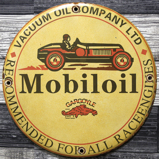 Mobiloil Gargoyle for Race Engines Enamel Sign (12in)