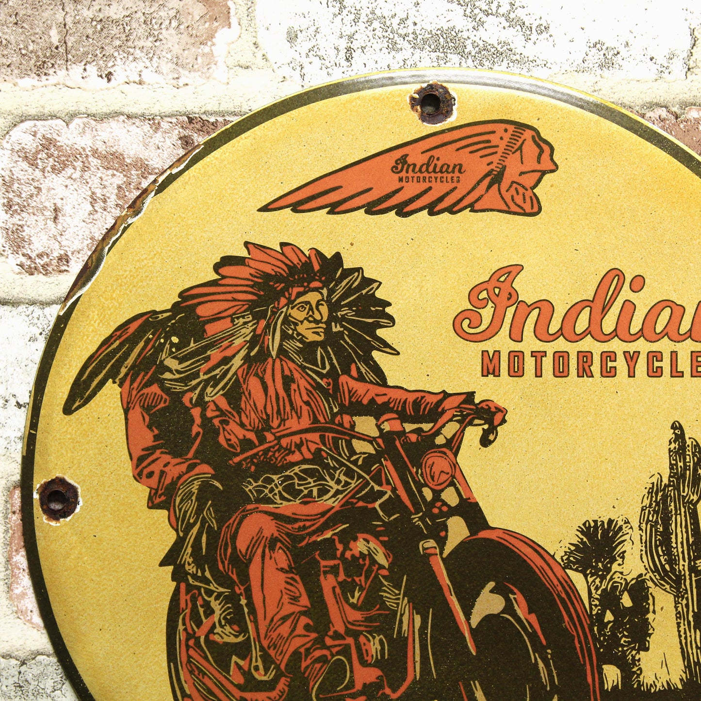 Indian Motorcycles Red Chief Porcelain Enamel Sign (12in)