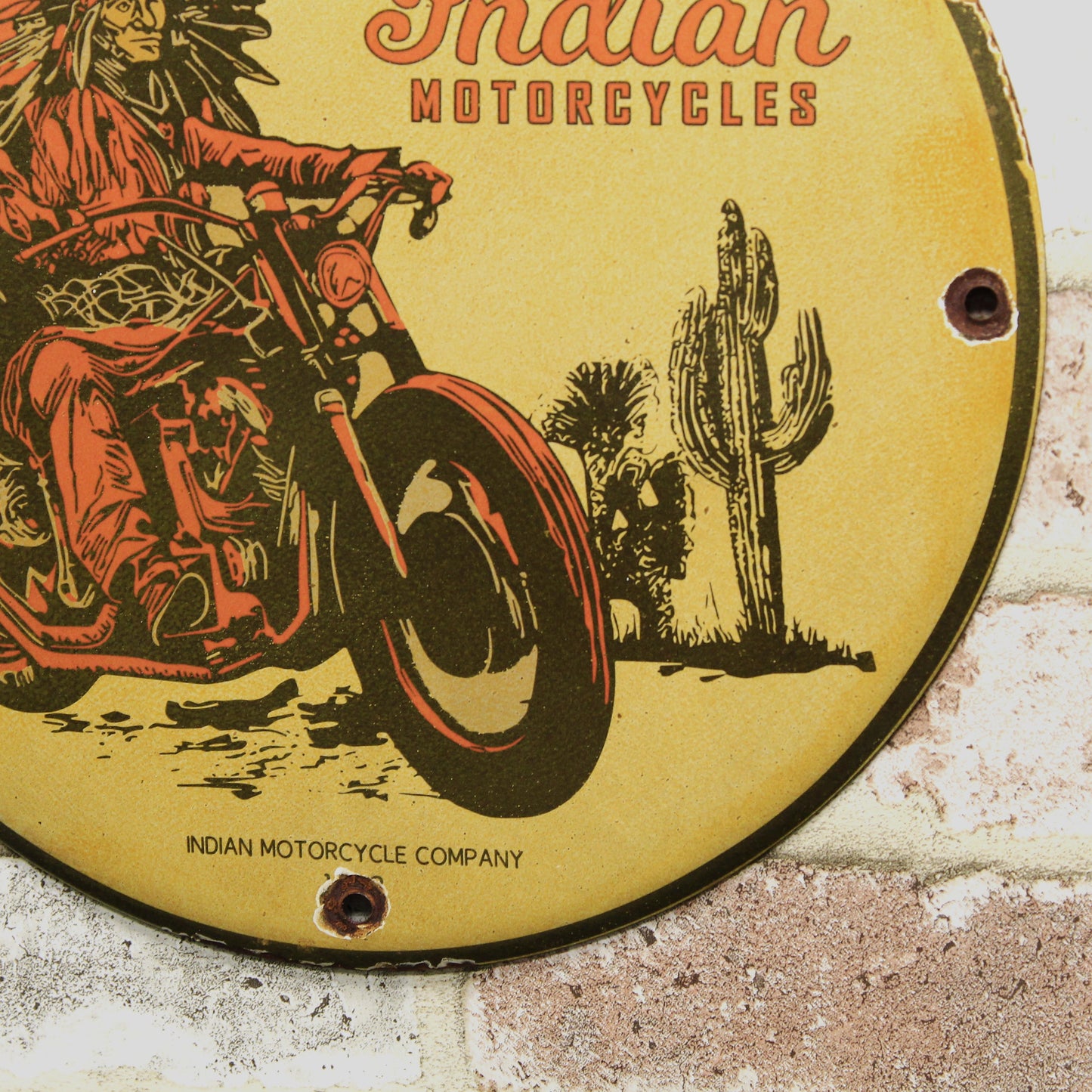 Indian Motorcycles Red Chief Porcelain Enamel Sign (12in)