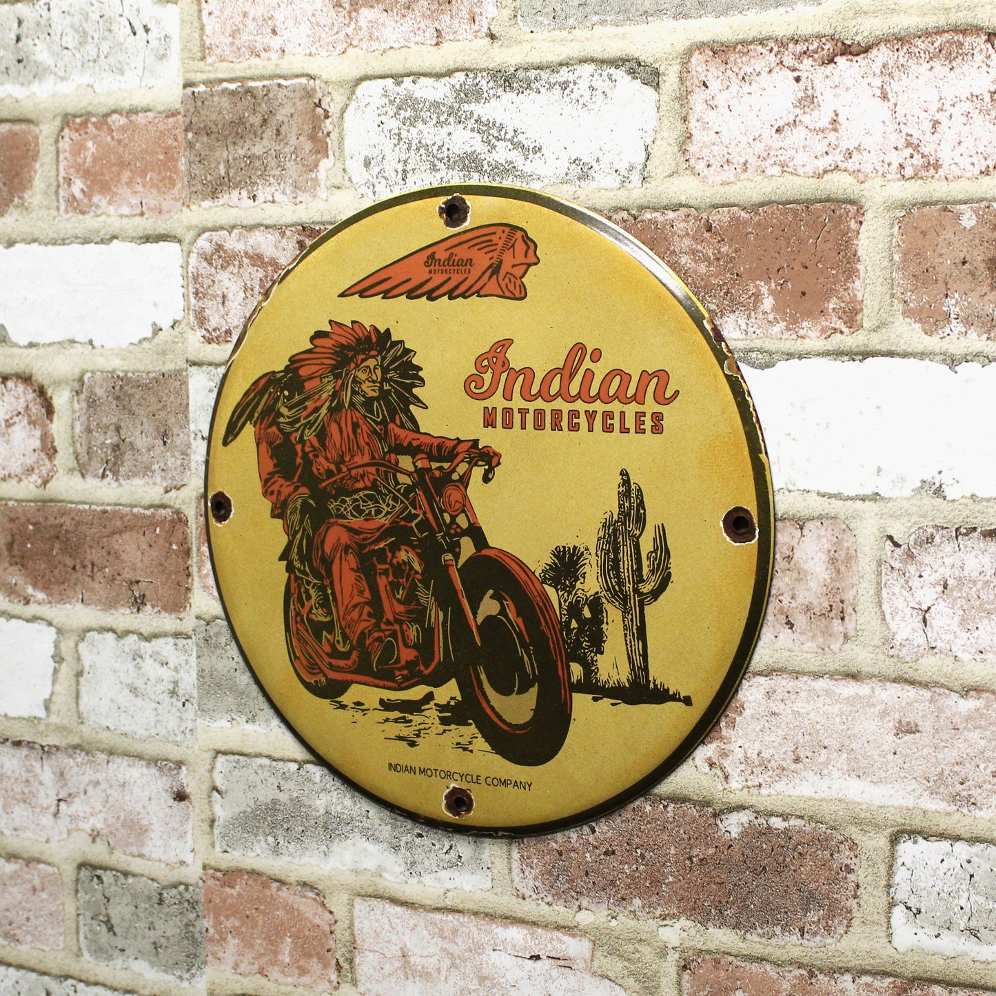 Indian Motorcycles Red Chief Porcelain Enamel Sign (12in)