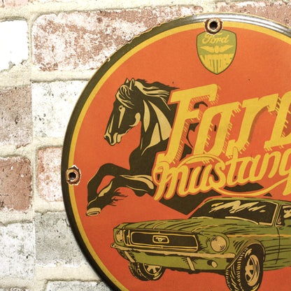 Ford Mustang Vintage Porcelain Enamel Sign (12in)