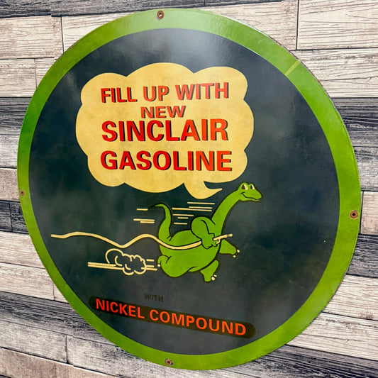 Sinclair Dino Gasoline Large 30-Inch Porcelain Enamel Sign