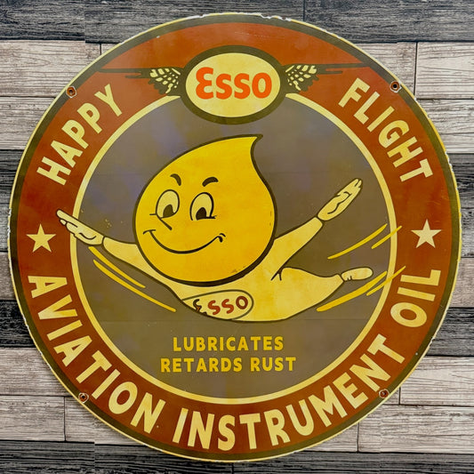 Esso Happy Flight Aviation Large Porcelain Enamel Sign