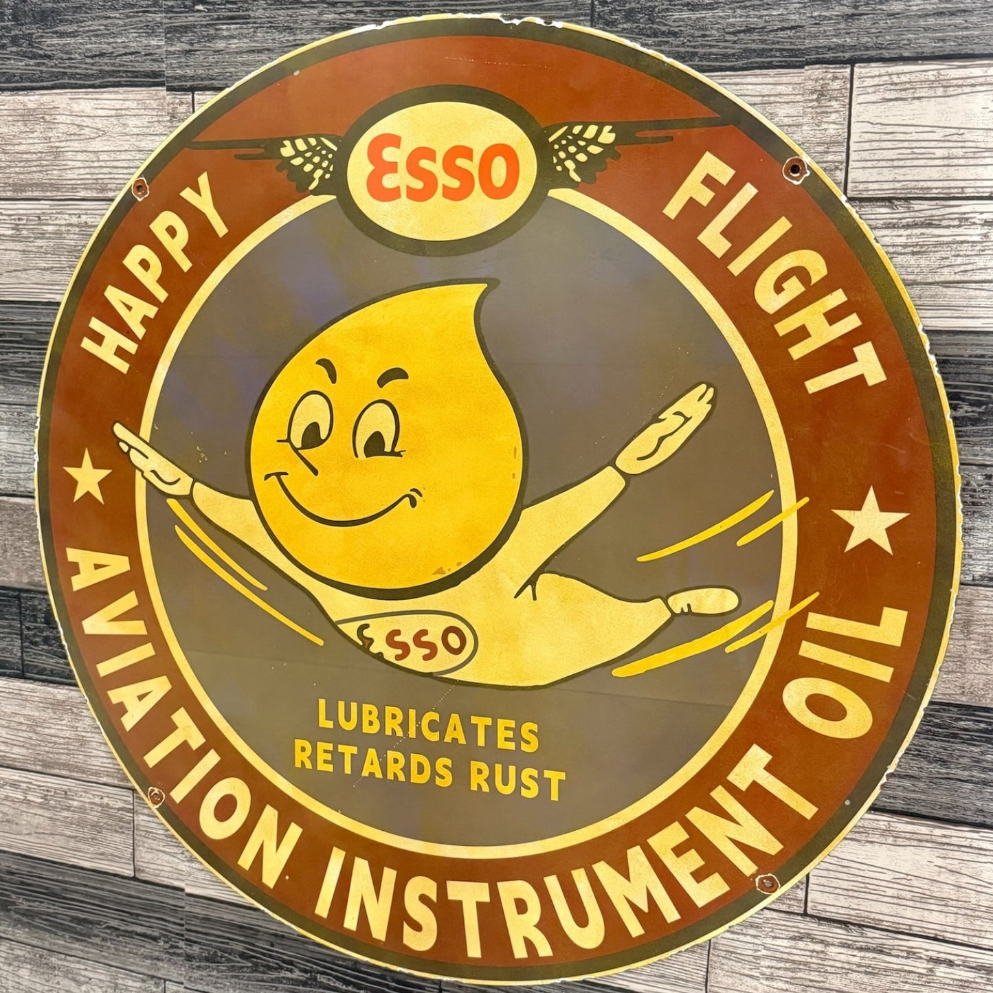 Esso Happy Flight Aviation Large Porcelain Enamel Sign