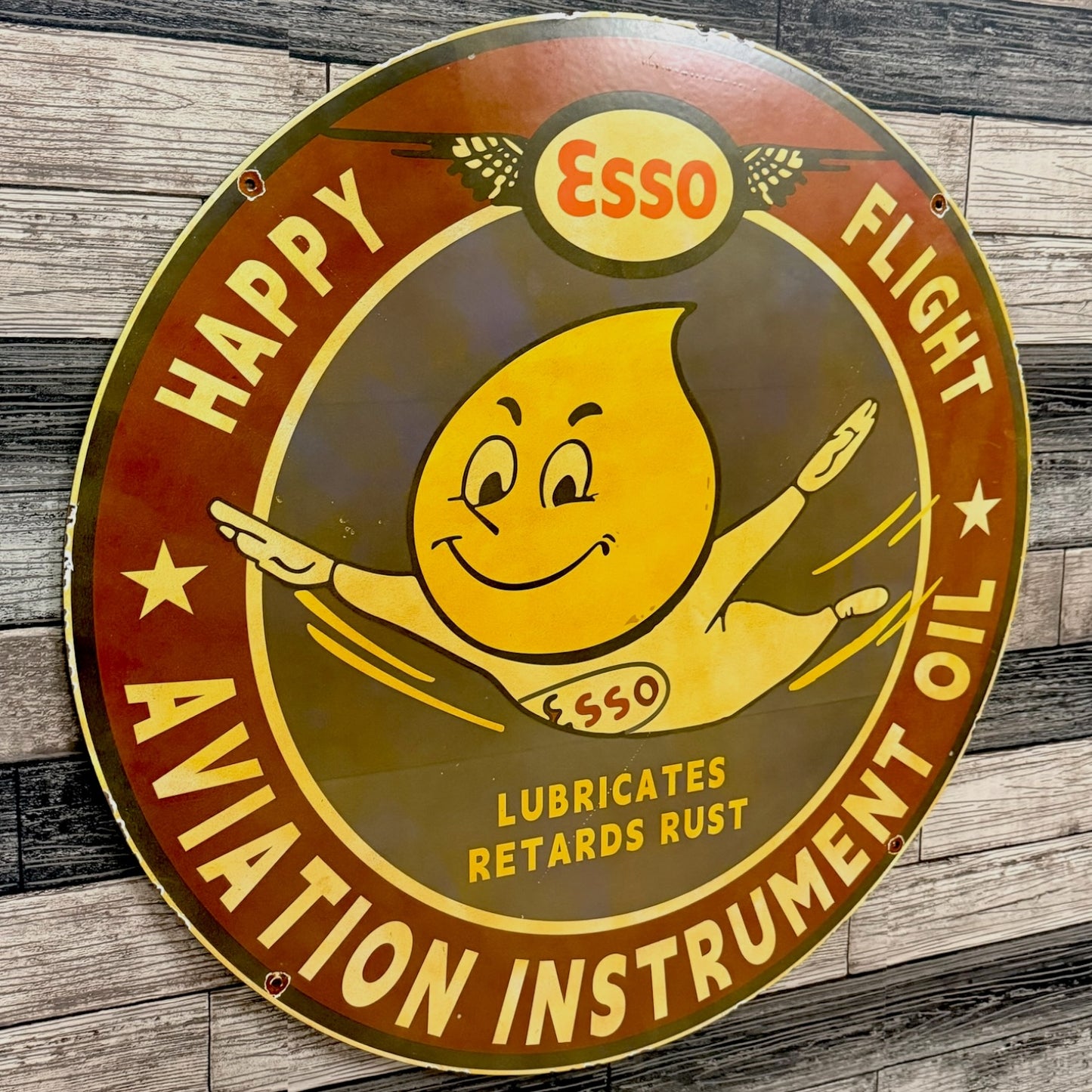 Esso Happy Flight Aviation Large Porcelain Enamel Sign