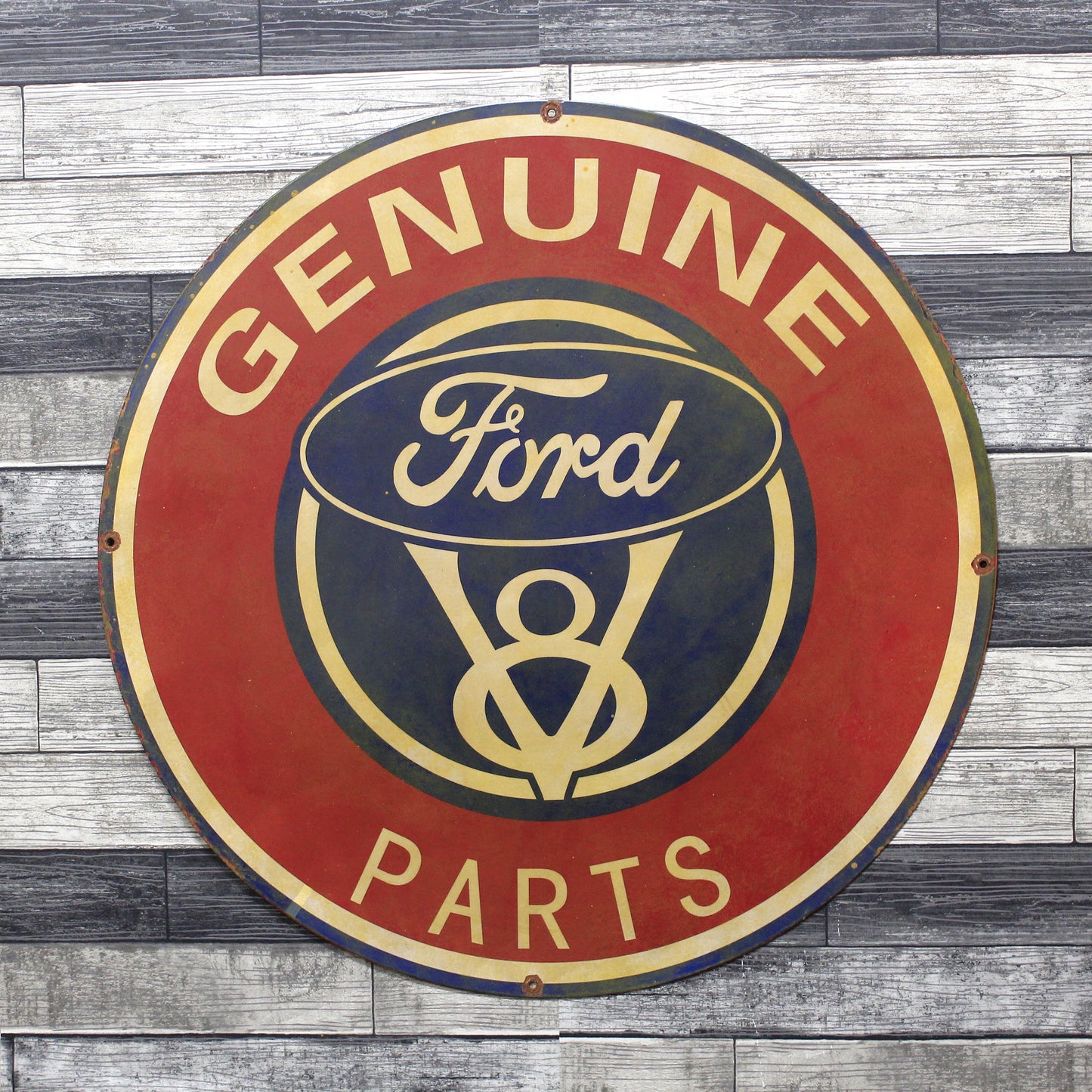 Ford V8 Parts Large 30-Inch Porcelain Vintage Automotive Enamel Car Sign