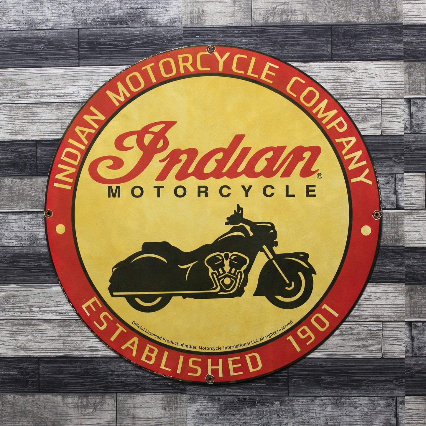 Indian Motorcycle Company Large 30-Inch Porcelain Metal Enamel Advertising Sign