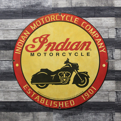 Indian Motorcycle Company Large 30-Inch Porcelain Metal Enamel Advertising Sign