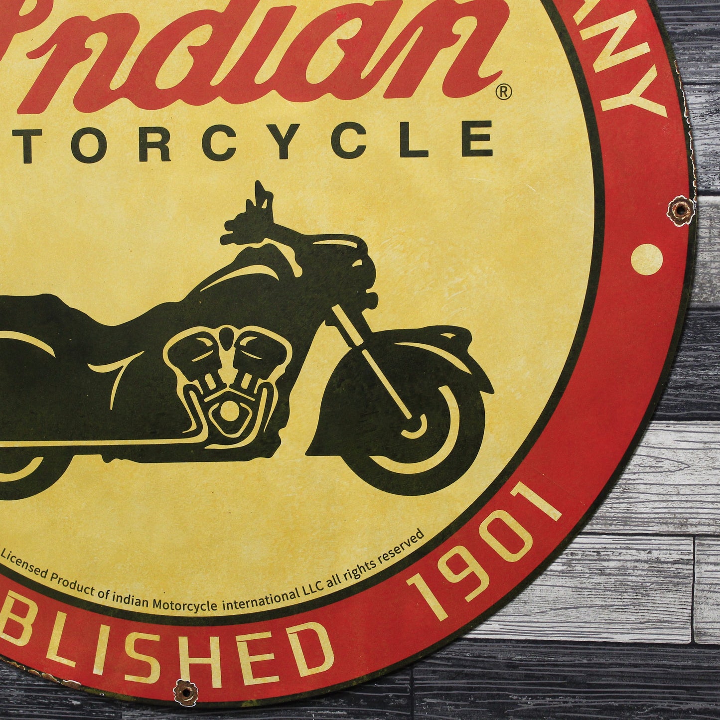Indian Motorcycle Company Large 30-Inch Porcelain Metal Enamel Advertising Sign