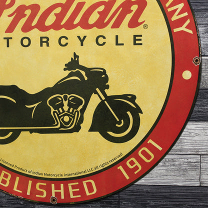 Indian Motorcycle Company Large 30-Inch Porcelain Metal Enamel Advertising Sign