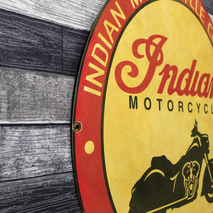 Indian Motorcycle Company Large 30-Inch Porcelain Metal Enamel Advertising Sign
