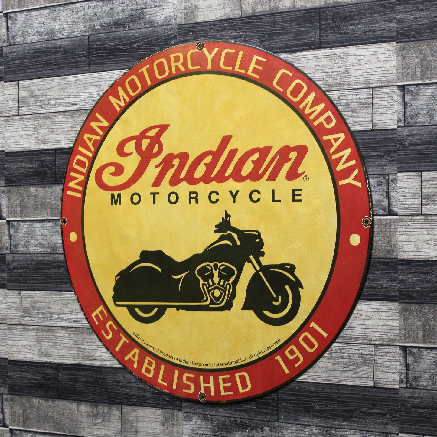 Indian Motorcycle Company Large 30-Inch Porcelain Metal Enamel Advertising Sign