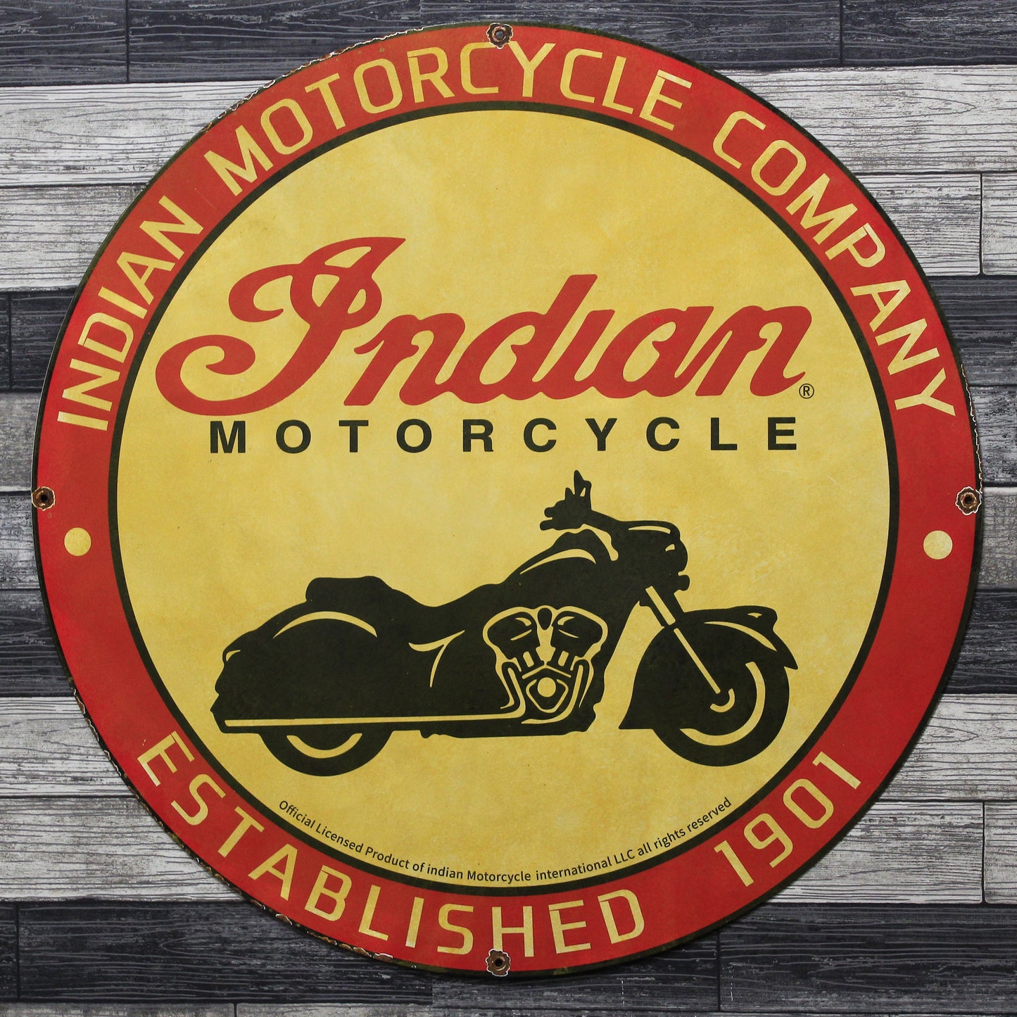 Indian Motorcycle Company Large 30-Inch Porcelain Metal Enamel Advertising Sign