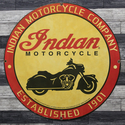 Indian Motorcycle Company Large 30-Inch Porcelain Metal Enamel Advertising Sign