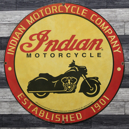 Indian Motorcycle Company Large 30-Inch Porcelain Metal Enamel Advertising Sign
