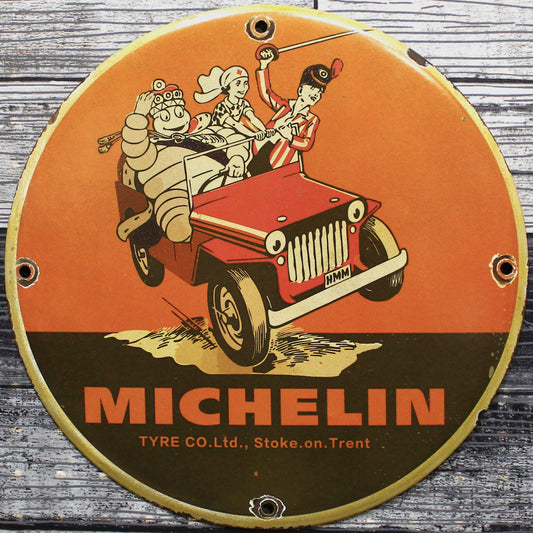 Michelin Tyre Co. Stoke on Trent Bibendum Porcelain Enamel Sign (12in)