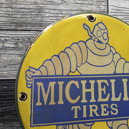 Michelin Tires Bibendum Porcelain Enamel Sign (12in)