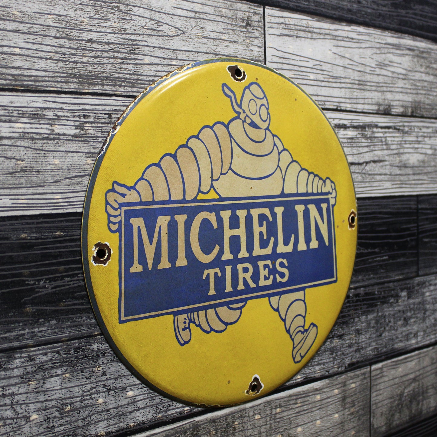 Michelin Tires Bibendum Porcelain Enamel Sign (12in)