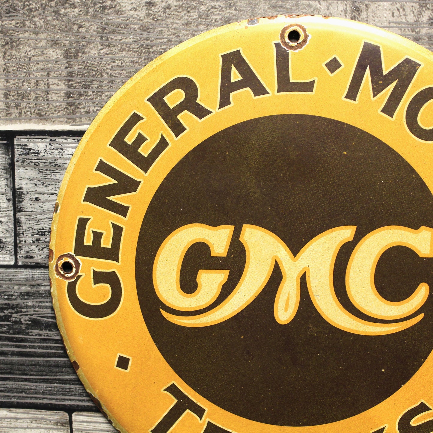 General Motors Trucks Vintage GMC Porcelain Enamel Sign (12in)