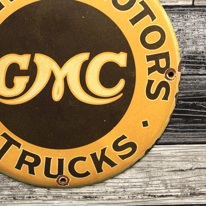 General Motors Trucks Vintage GMC Porcelain Enamel Sign (12in)