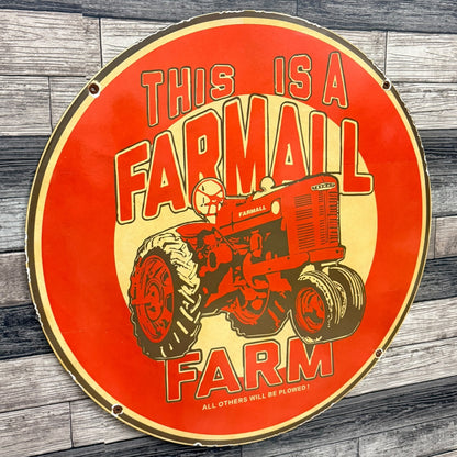 Farmall Farm Tractor Equipment Large Porcelain Enamel Sign