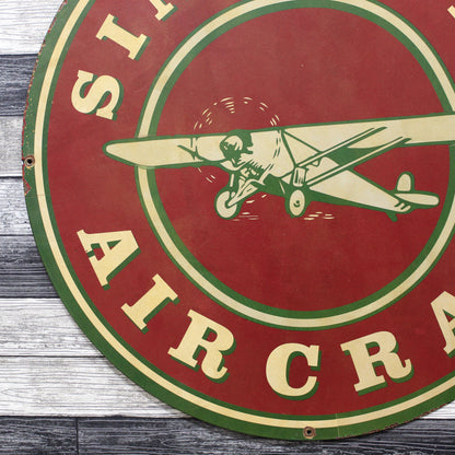 Sinclair Aircraft Large 30-Inch Vintage Service Station Porcelain Enamel Sign