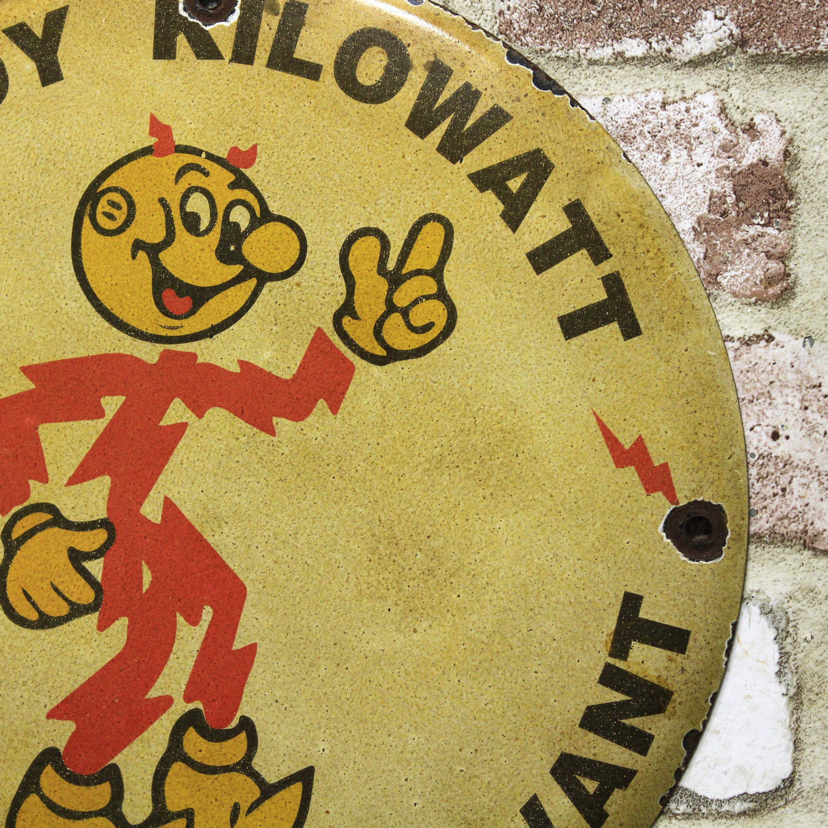 Reddy Kilowatt - Vintage Porcelain Enamel Sign (12in) - Heavy