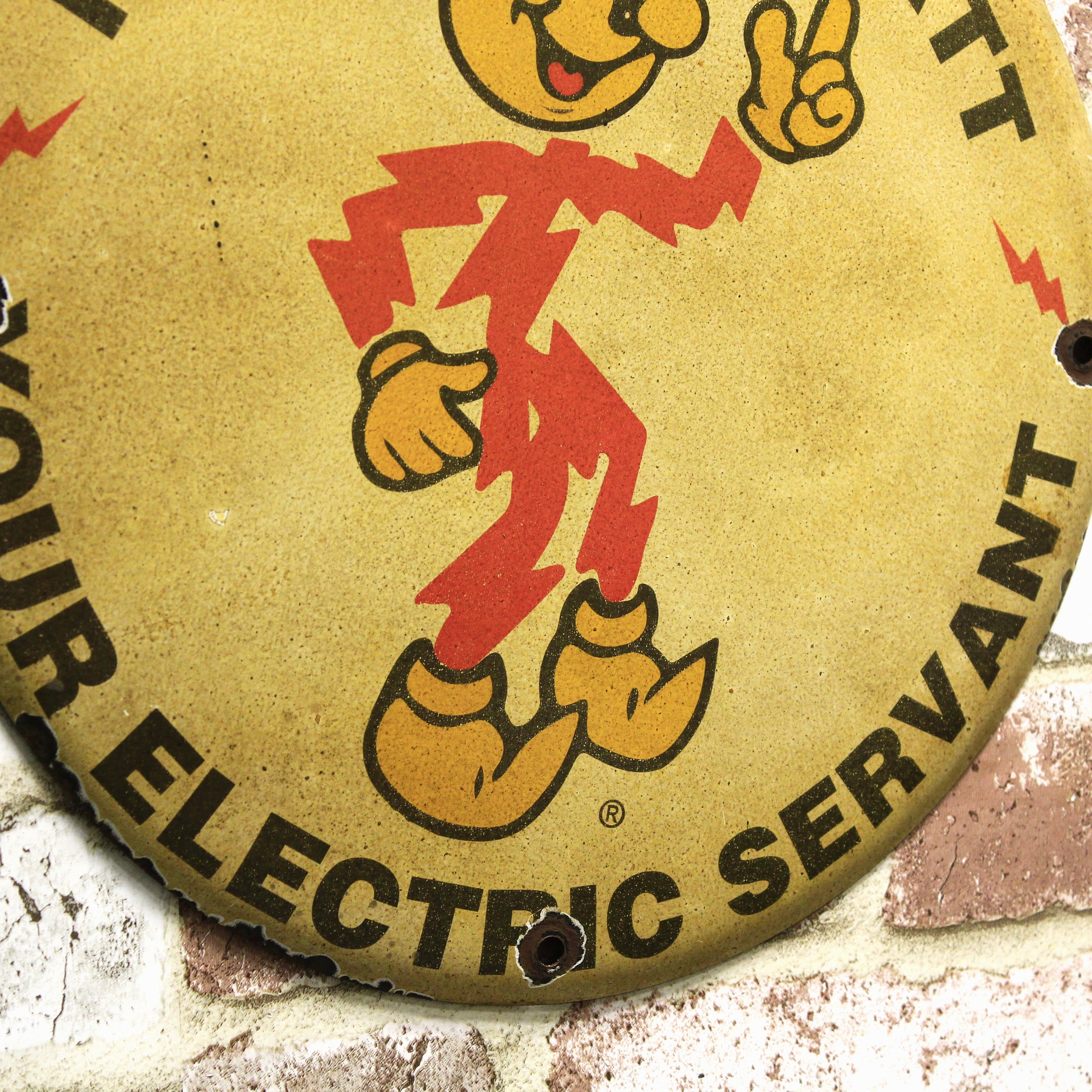 Reddy Kilowatt - Vintage Porcelain Enamel Sign (12in) - Heavy