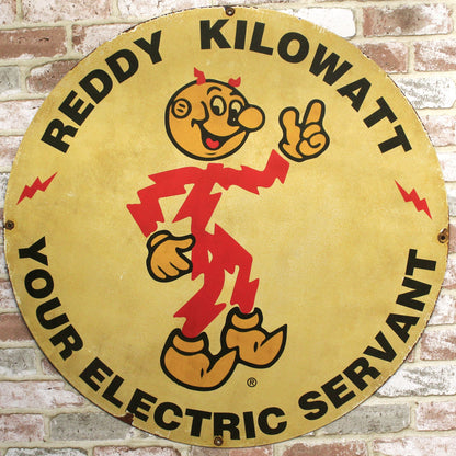 Where to Find Reddy Kilowatt Electric Servant  Vintage Porcelain Signs