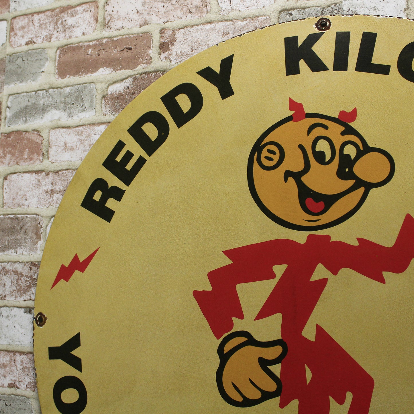Reddy Kilowatt Electric Servant Large 30-Inch Porcelain Enamel Sign on Heavy Steel