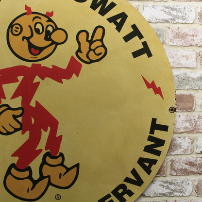 Reddy Kilowatt Electric Servant Large 30-Inch Porcelain Enamel Sign on Heavy Steel