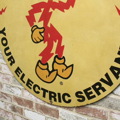 Reddy Kilowatt Electric Servant Large 30-Inch Porcelain Enamel Sign on Heavy Steel