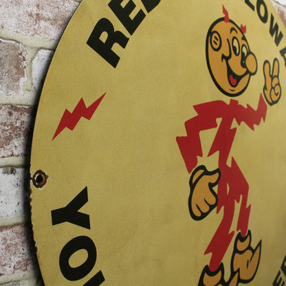 Reddy Kilowatt Electric Servant Large 30-Inch Porcelain Enamel Sign on Heavy Steel