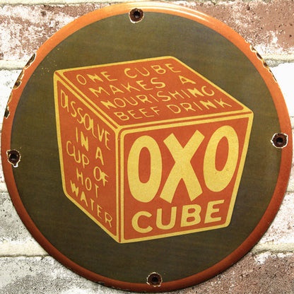 Where to Find OXO Cube Beef Drink Vintage Porcelain Signs