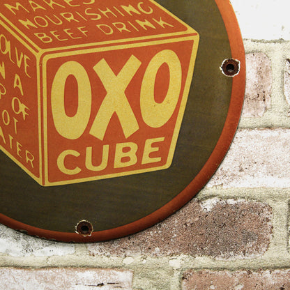 OXO Cube Beef Drink Porcelain Enamel Sign (12in)