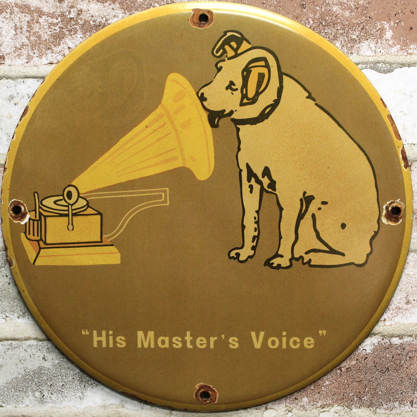 His Master's Voice Gramophone Vintage Porcelain Enamel Sign (12in)