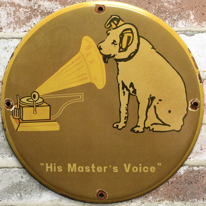 His Master's Voice Gramophone Vintage Porcelain Enamel Sign (12in)