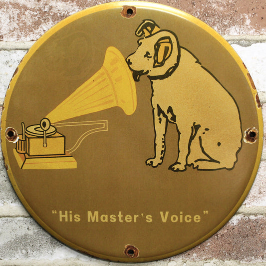His Master's Voice Gramophone Vintage Porcelain Enamel Sign (12in)
