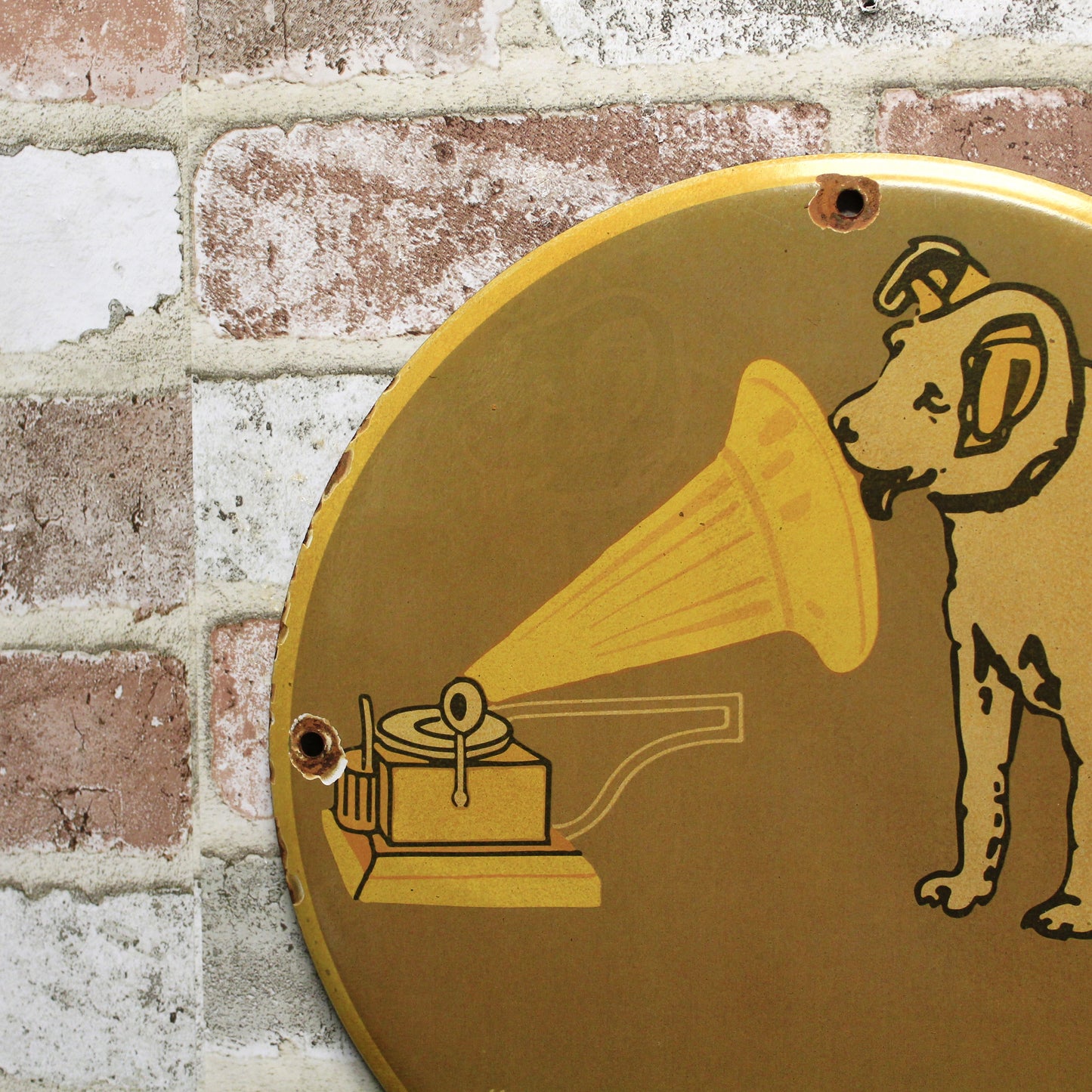 His Master's Voice Gramophone Vintage Porcelain Enamel Sign (12in)