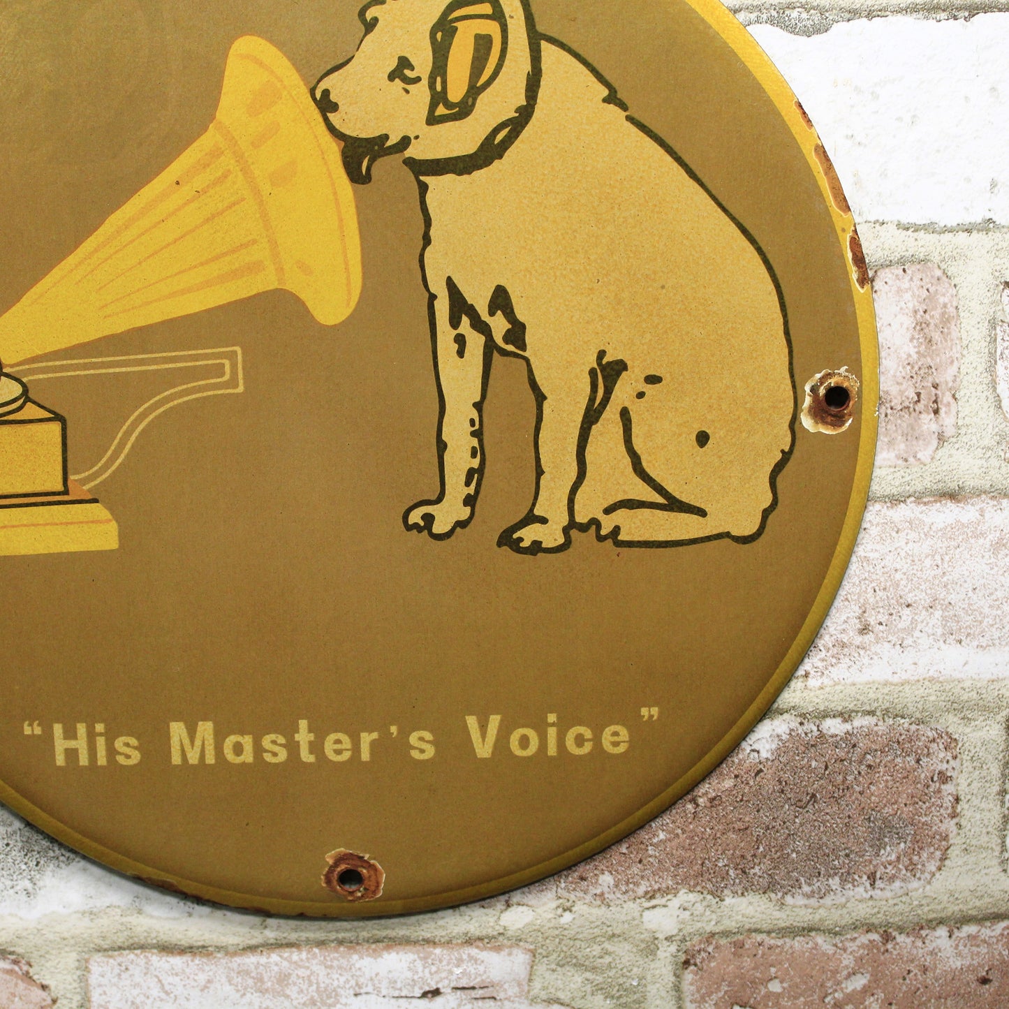 His Master's Voice Gramophone Vintage Porcelain Enamel Sign (12in)