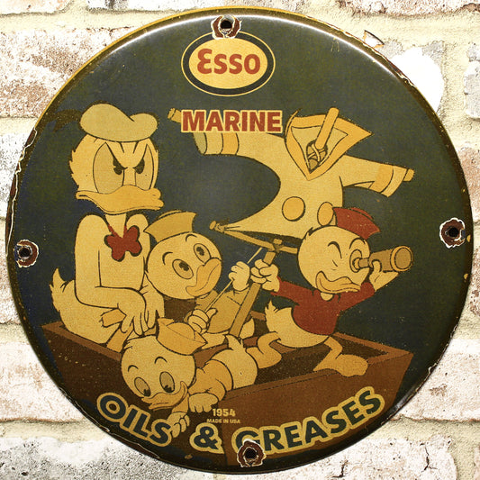 Esso Marine Oils & Greases Porcelain Enamel Sign (12in)