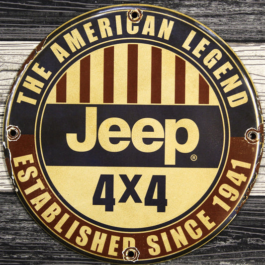 Jeep 4x4 American Legend Since 1941 Porcelain Enamel Sign (12in)