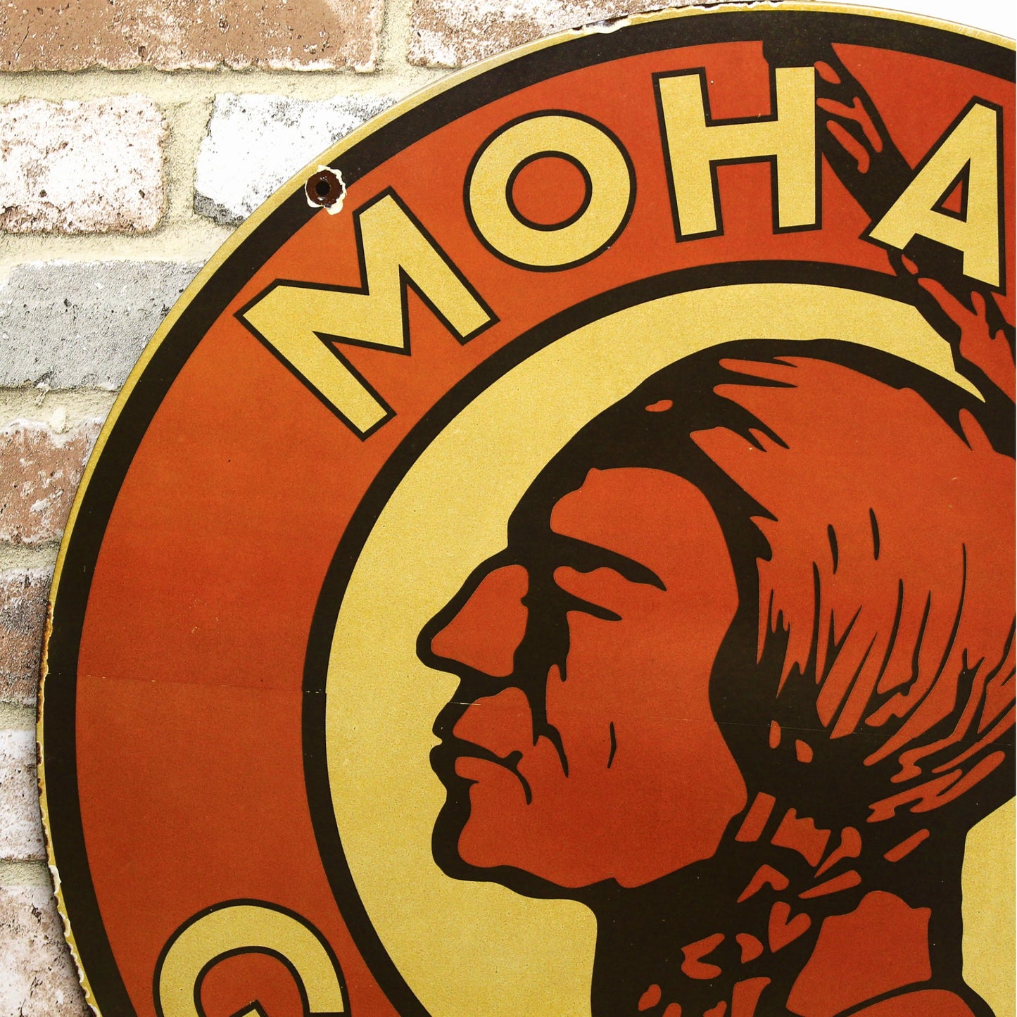 2Ft Mohawk Gasoline Porcelain Enamel Sign (24-Inch)