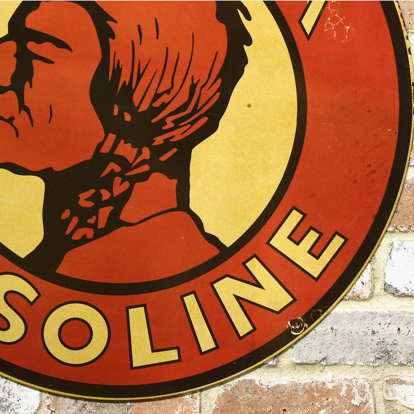 2Ft Mohawk Gasoline Porcelain Enamel Sign (24-Inch)