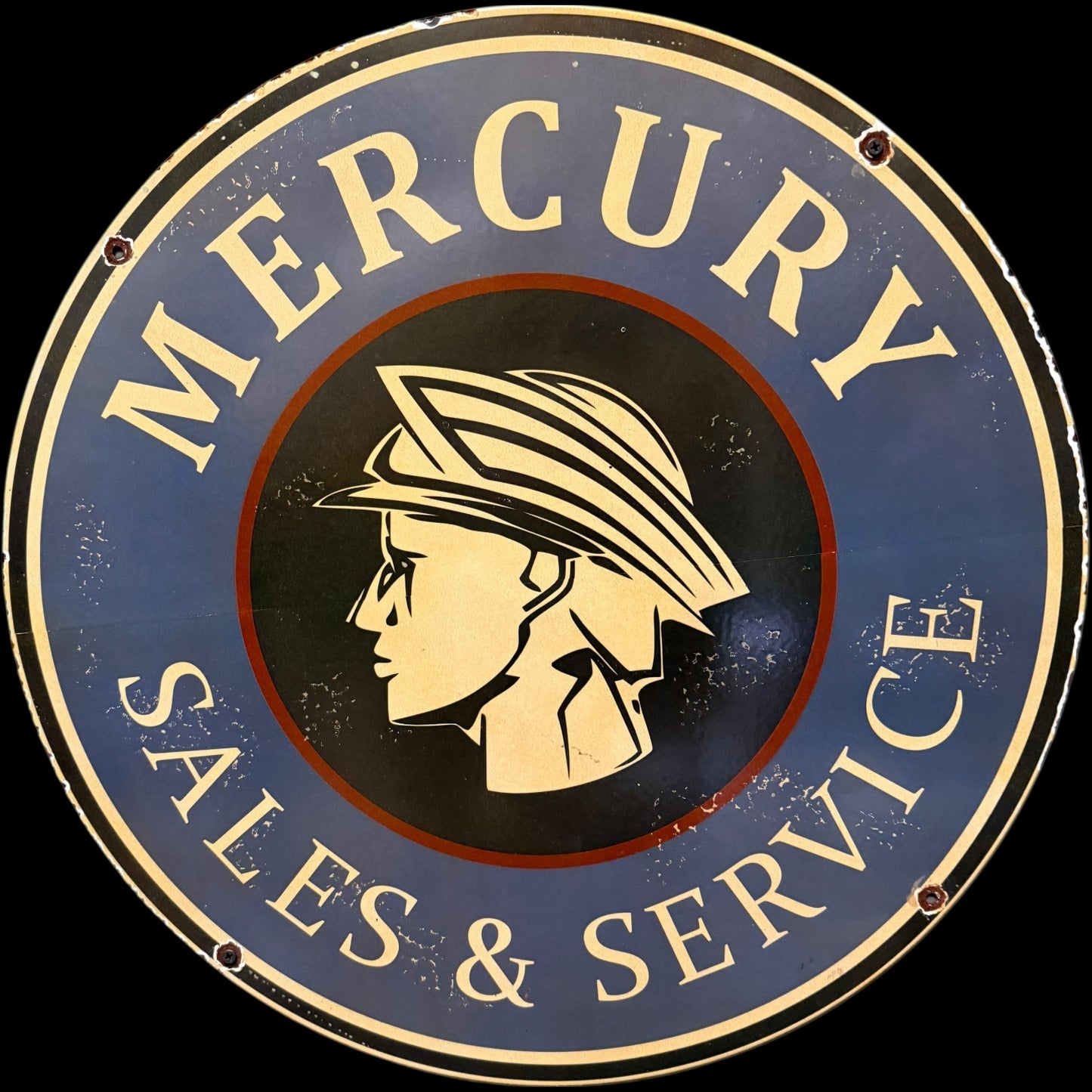 2ft Mercury Sales Service Vintage Porcelain Enamel Sign (24-Inch)