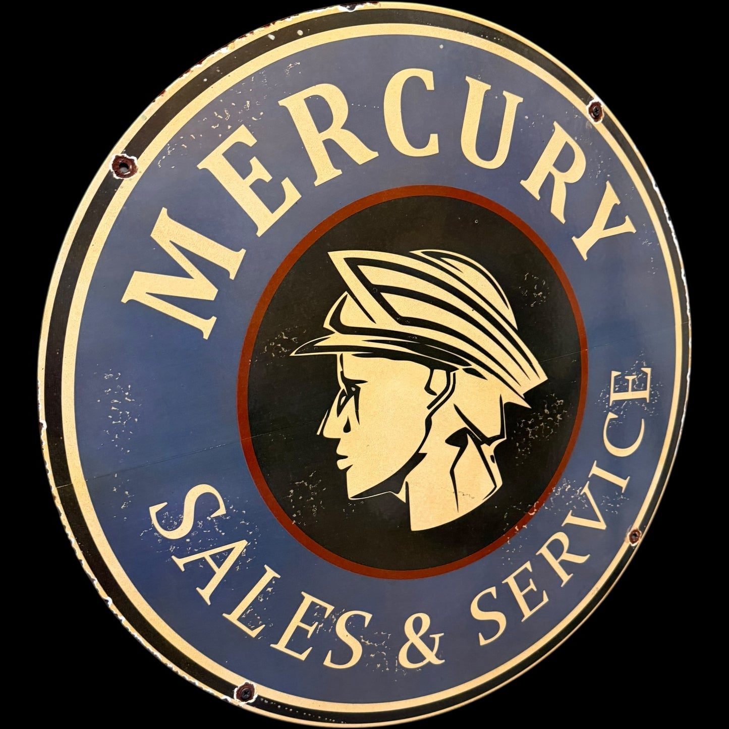 2ft Mercury Sales Service Vintage Porcelain Enamel Sign (24-Inch)