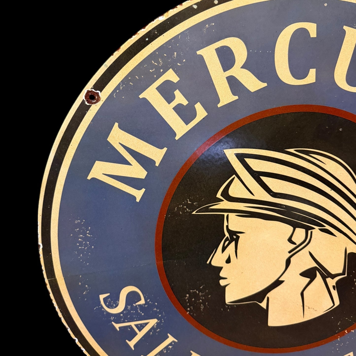 2ft Mercury Sales Service Vintage Porcelain Enamel Sign (24-Inch)