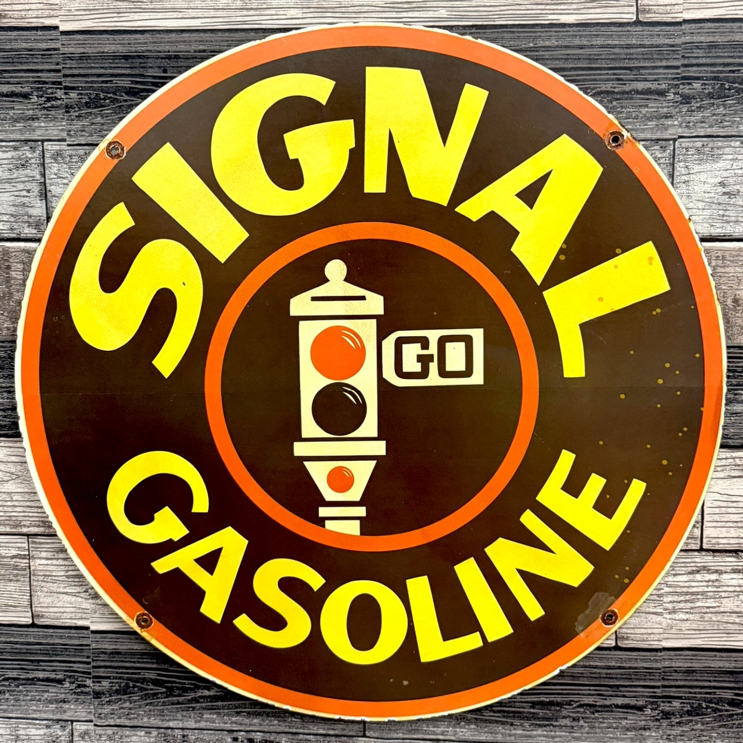 Signal Gasoline Porcelain Enamel Metal Sign