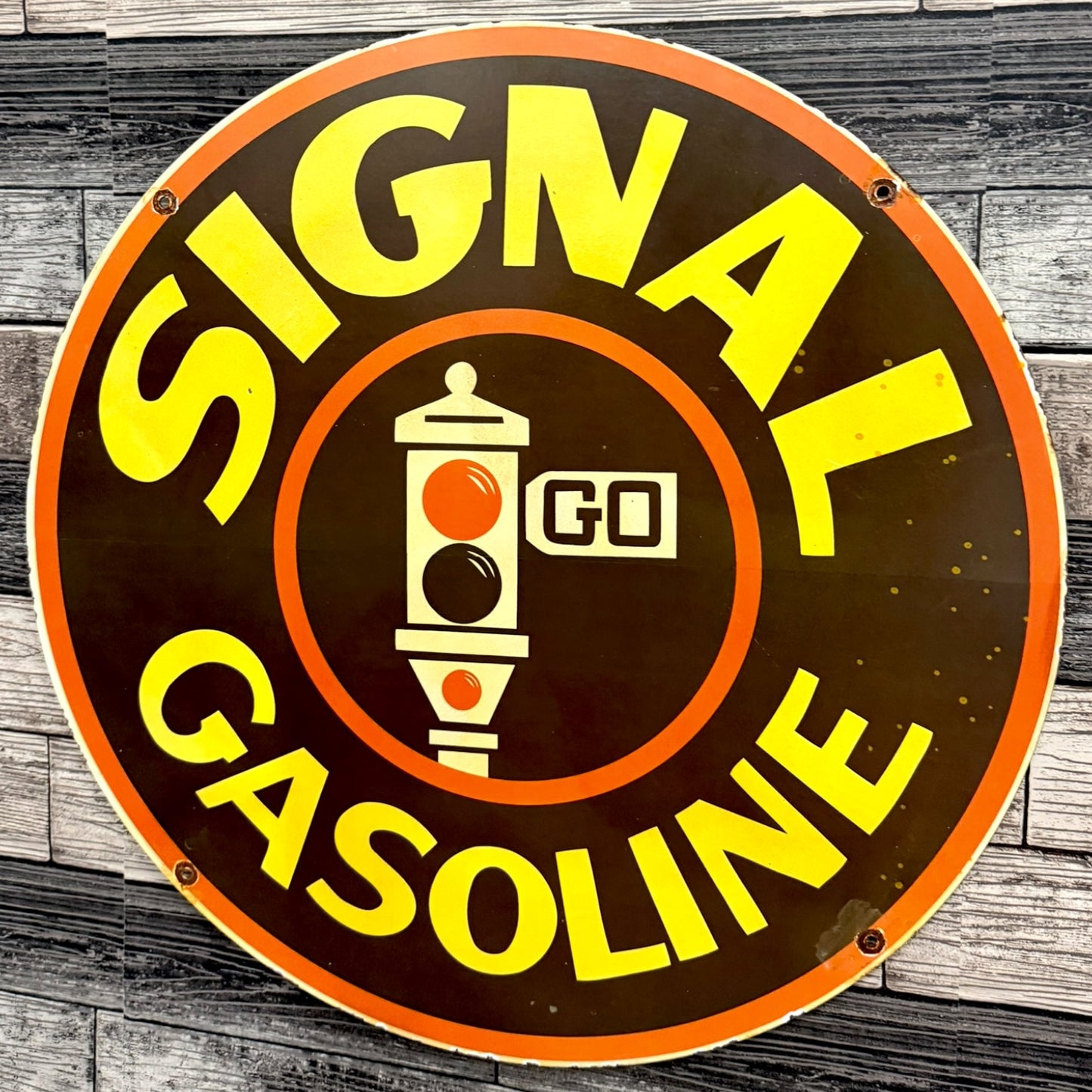 Signal Gasoline Porcelain Enamel Metal Sign