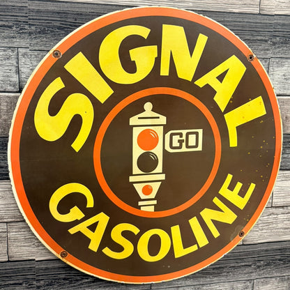 Signal Gasoline Porcelain Enamel Metal Sign
